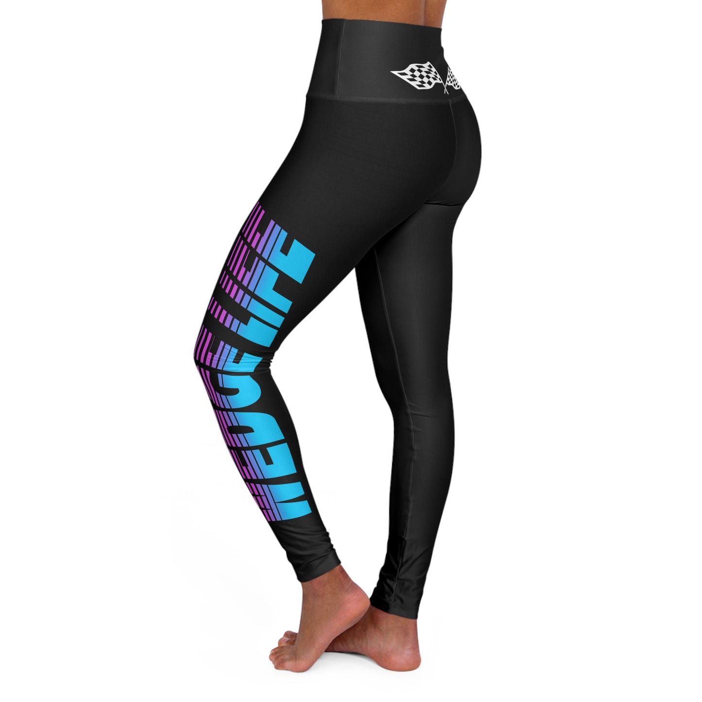 Wedge Life High Waisted Yoga Leggings blue - pink