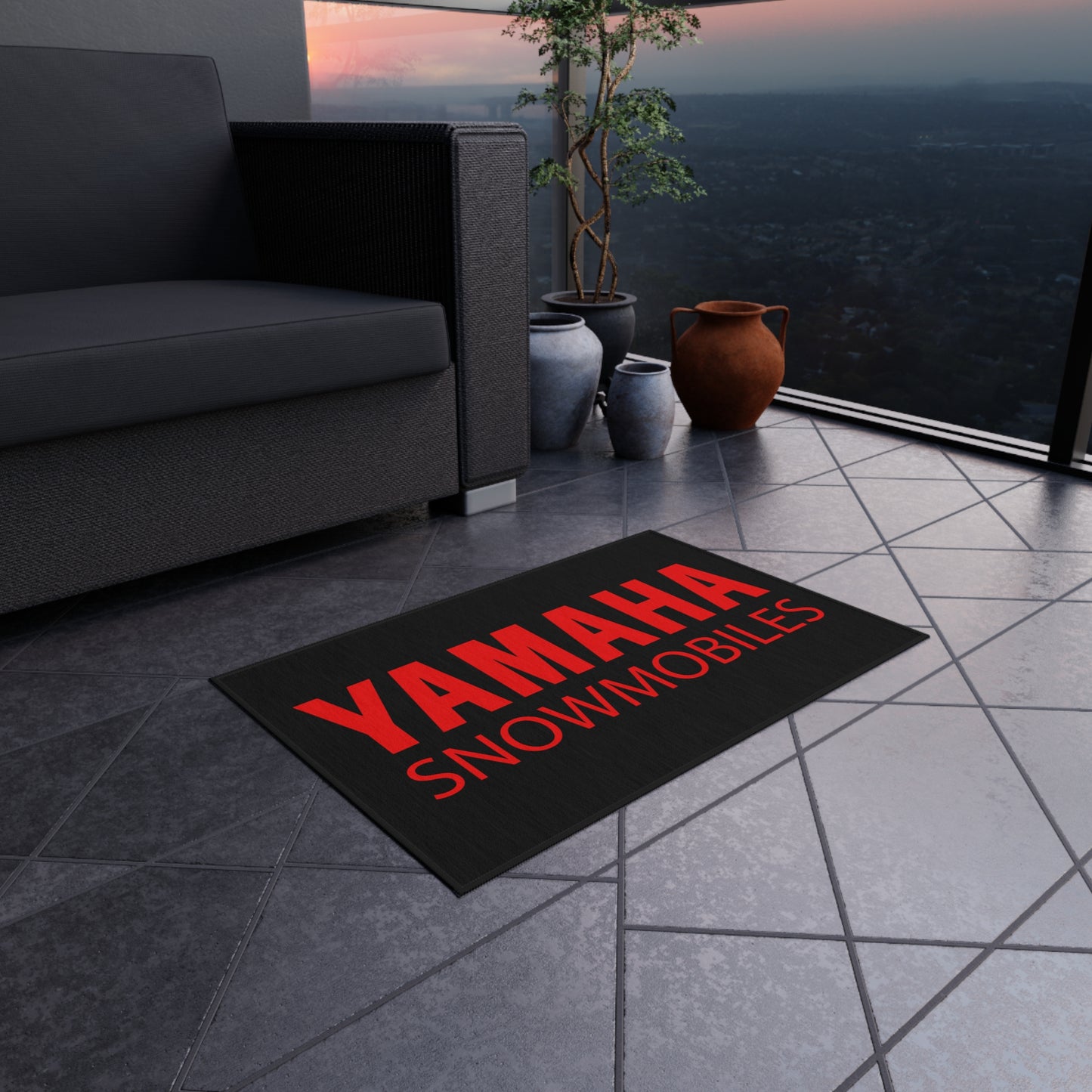 Black Yamaha Snowmobiles Shop Rug