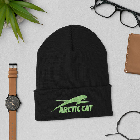 Green logo Cat Cuffed Beanie