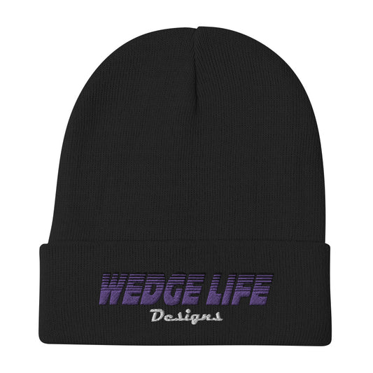 Purple Wedge Life Embroidered Beanie