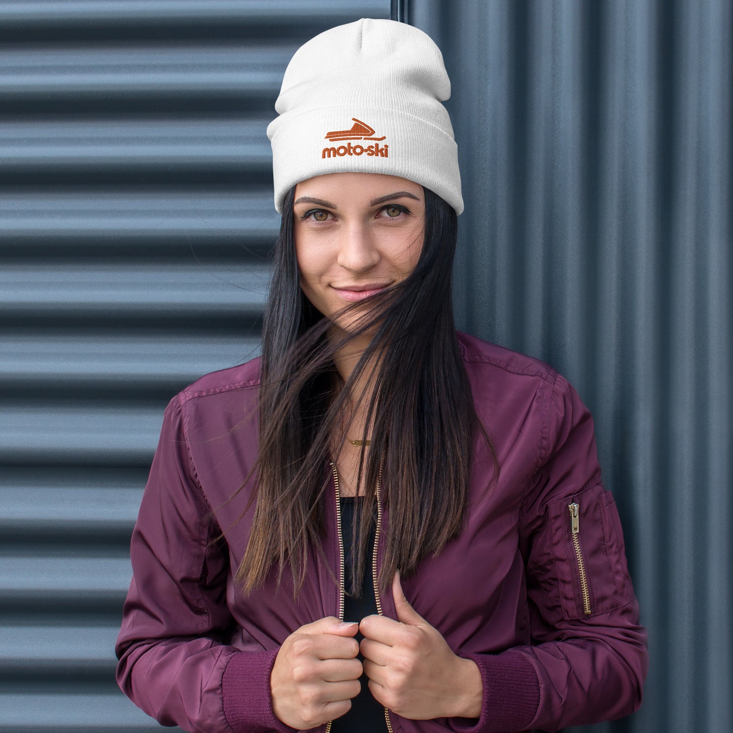 Moto Ski Embroidered Beanie